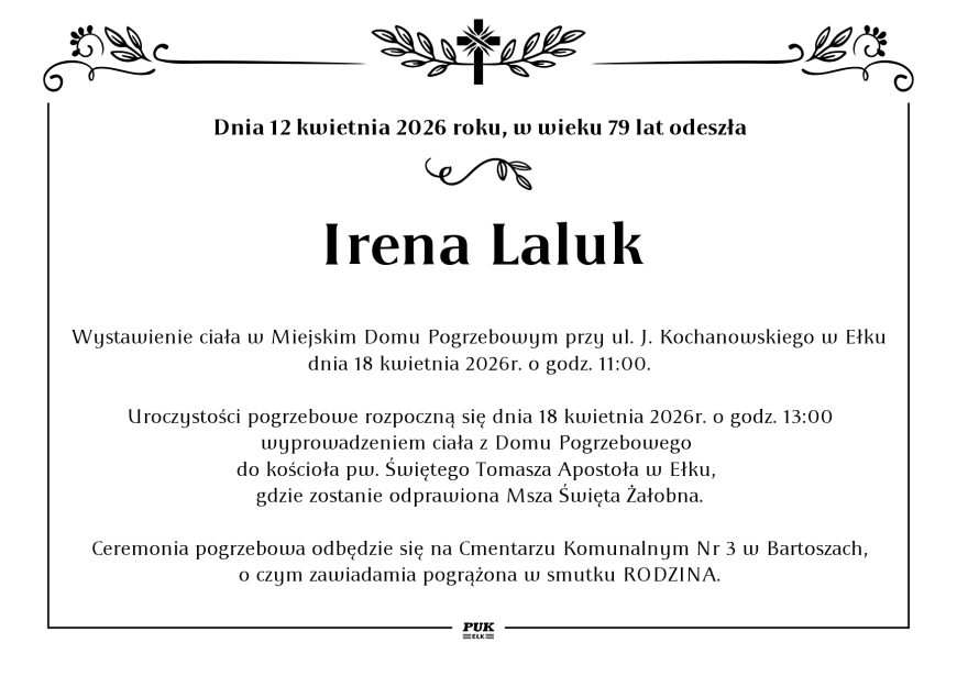 Irena Laluk - nekrolog